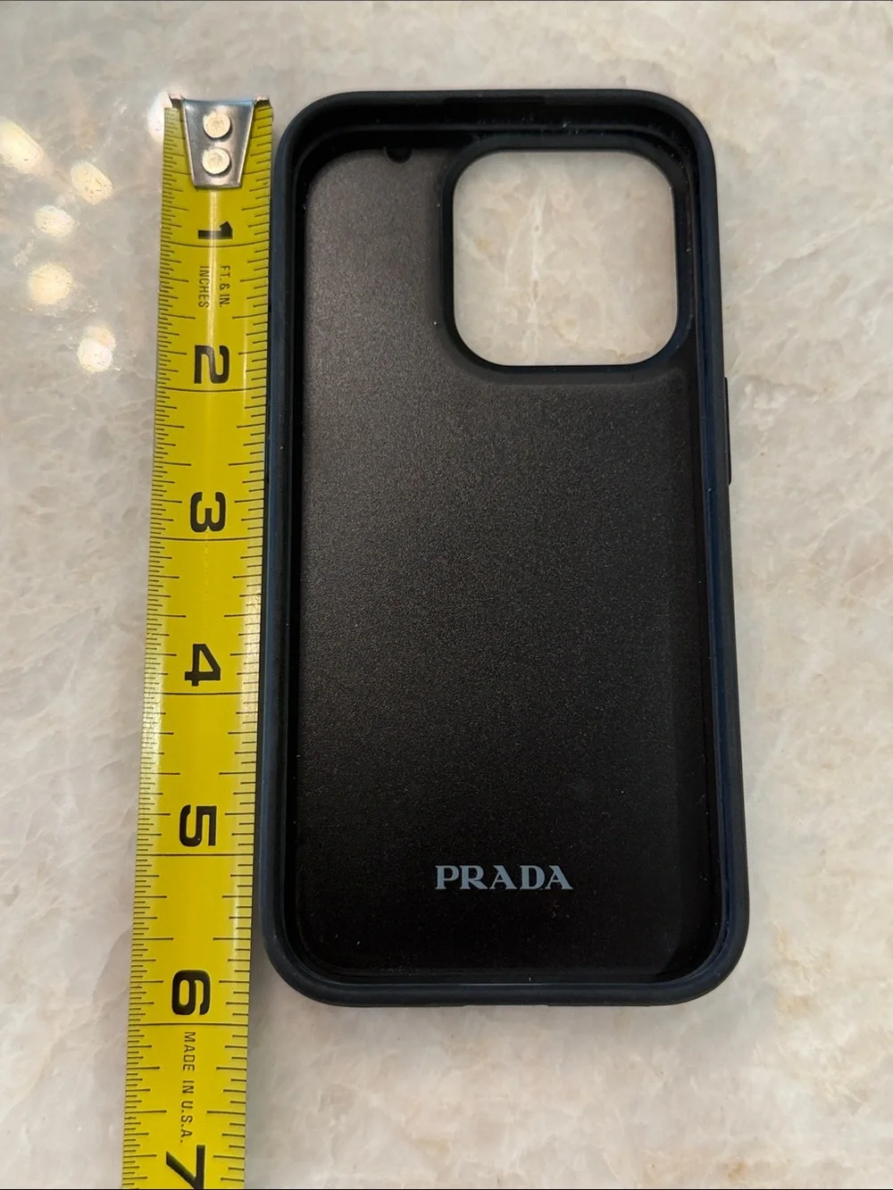 Prada Black Saffiano-Style iPhone Case with Gold Logo